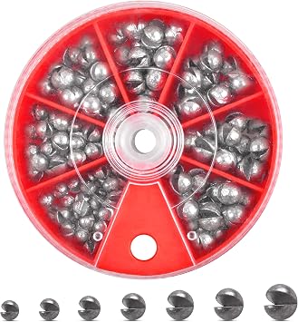 Split Shot Fishing Weights Sinker Kit, 120g/Box Round Split Shot Sinker Removable Fishing Weights Egg Sinkers for Saltwater Freshwater 7 Sizes