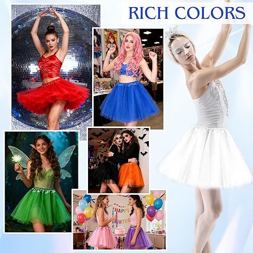 Miniatura 2 de PLULON Falda tutú de 5 capas para mujeres y adultos con lentes de sol de corazón, falda tutús de princesa neón para despedidas de soltera y