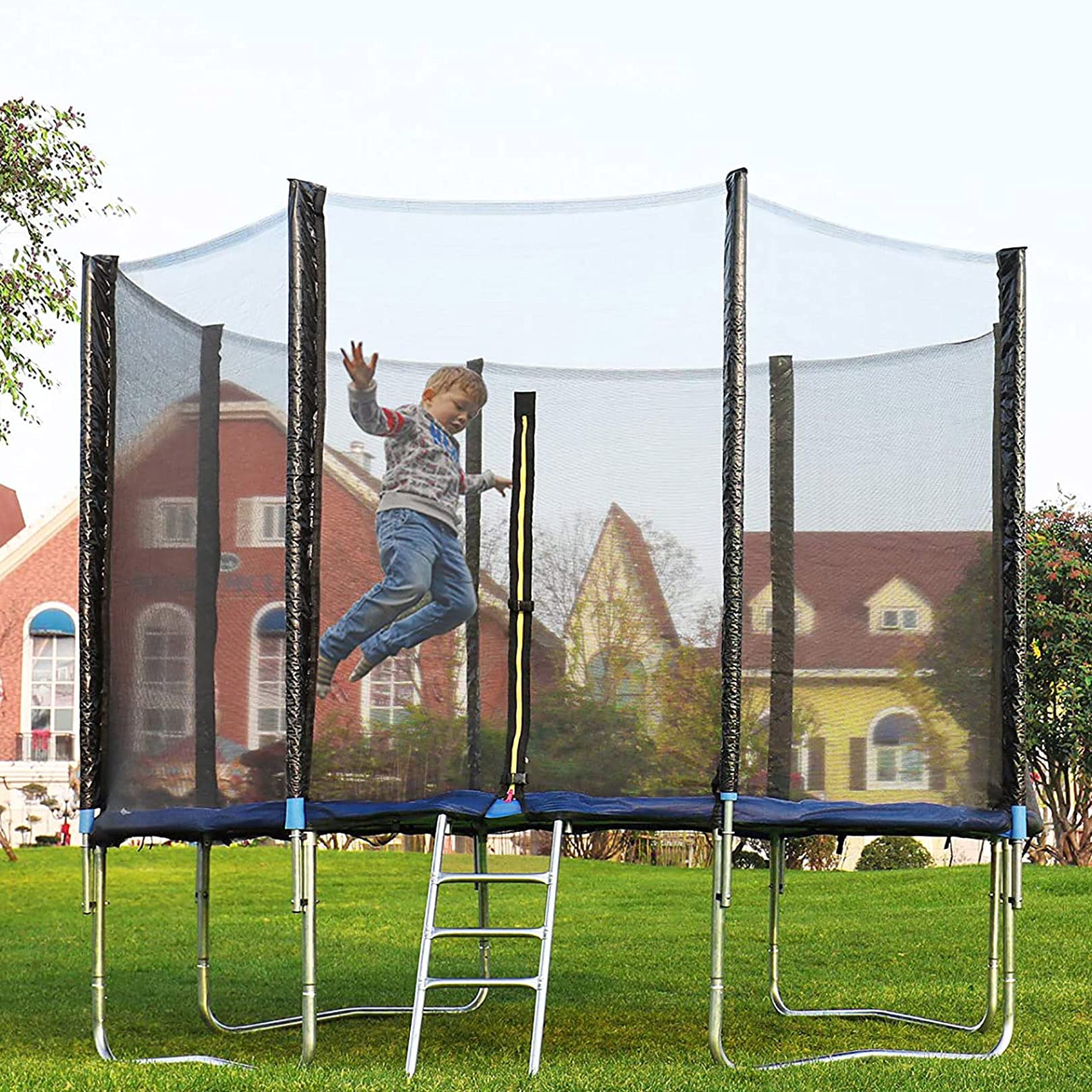 LJHSS Rete di Sicurezza per Trampolino,Trampolino Rotondo Net Safety Net Bambini,Adatto per 6/8 Pali, Rete di Ricambio per Tappeto Elastico, Antistrappo, Resistente agli UV