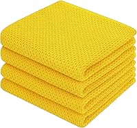 Vista 190 de Homaxy Paños de cocina de 100% algodón con tejido de gofre, ultra suaves, absorbentes, de secado rápido, 12 x 12 pulgadas, paquete de 6, albaricoque