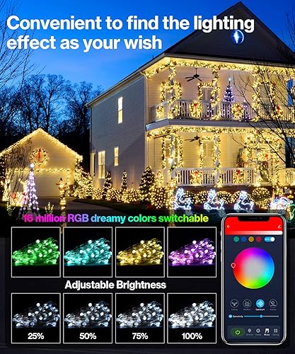 Miniatura 2 de Laliled Tira de luces LED enchufables, tira de luces LED de 33 pies con control remoto y aplicación Bluetooth, IP65 impermeable, sincronización de