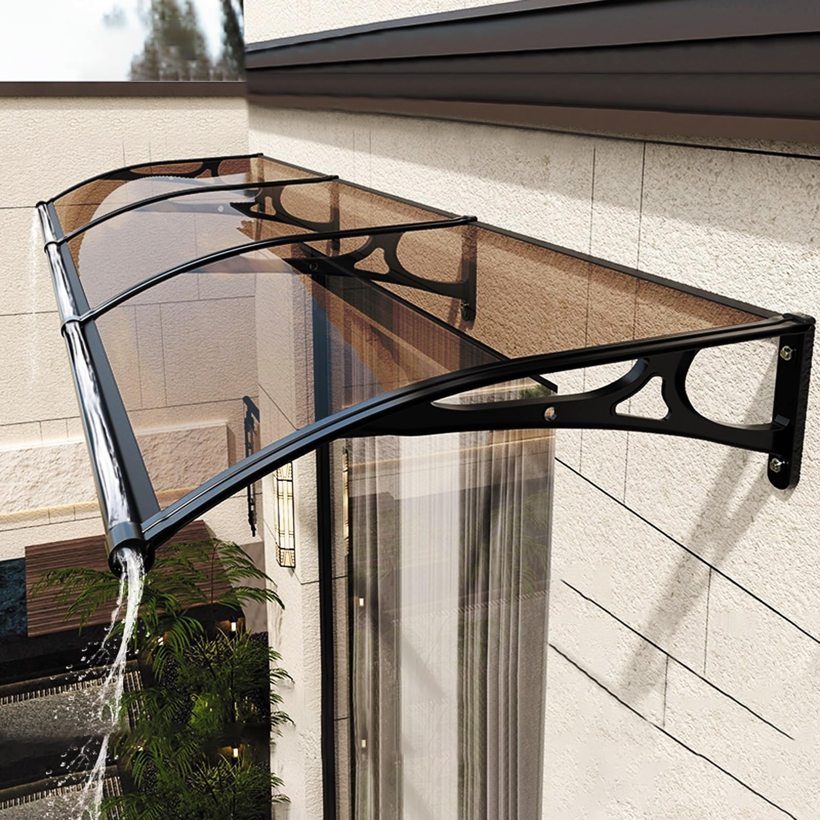 DSEWTEZXI Awning for Patio Door Entrance,Canopy Door rain drip Guard,Doors Window awnings Exterior rain and Snow,Polycarbonate Front Door Cover,for