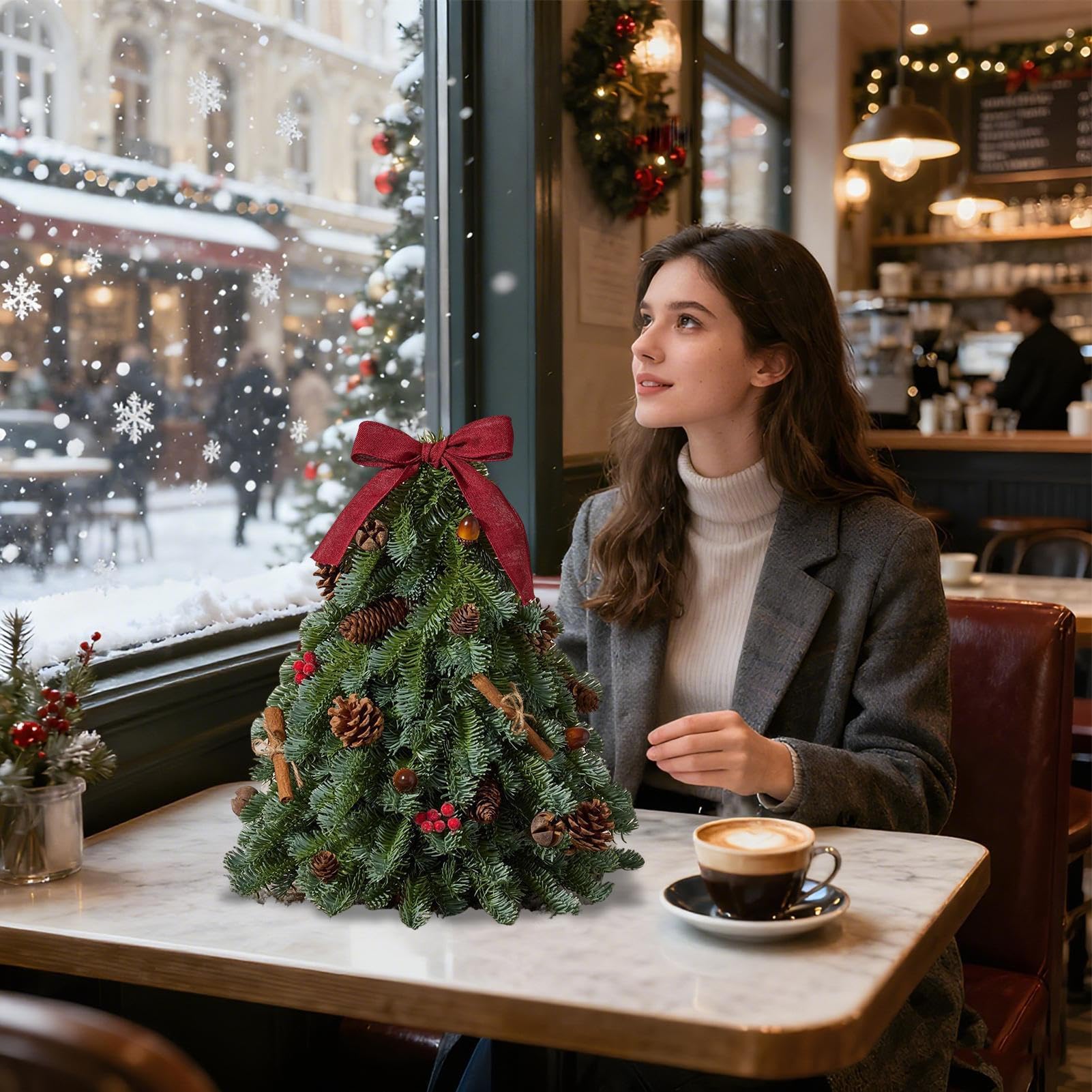 Albero Di Natale Verdure Artificiali Realistiche | Piccoli Alberi di Natale Decorazione per Tavolo da Pranzo Per Feste Natalizie Esterno Camera Soggiorno Cucina Ufficio