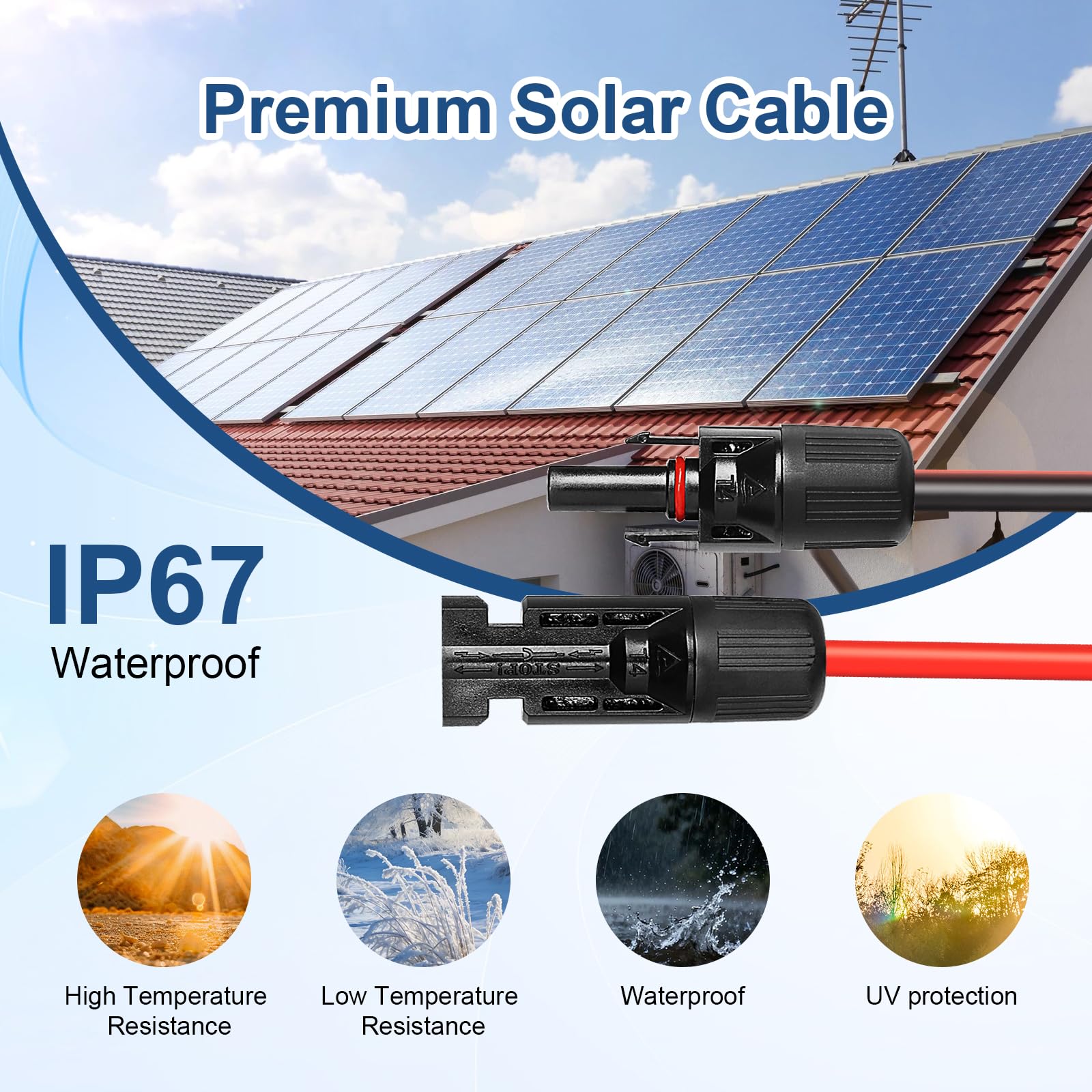 10AWG Solare Ingresso Ghiandola di Cavo Alloggio 6 FT Scatola di giunzione