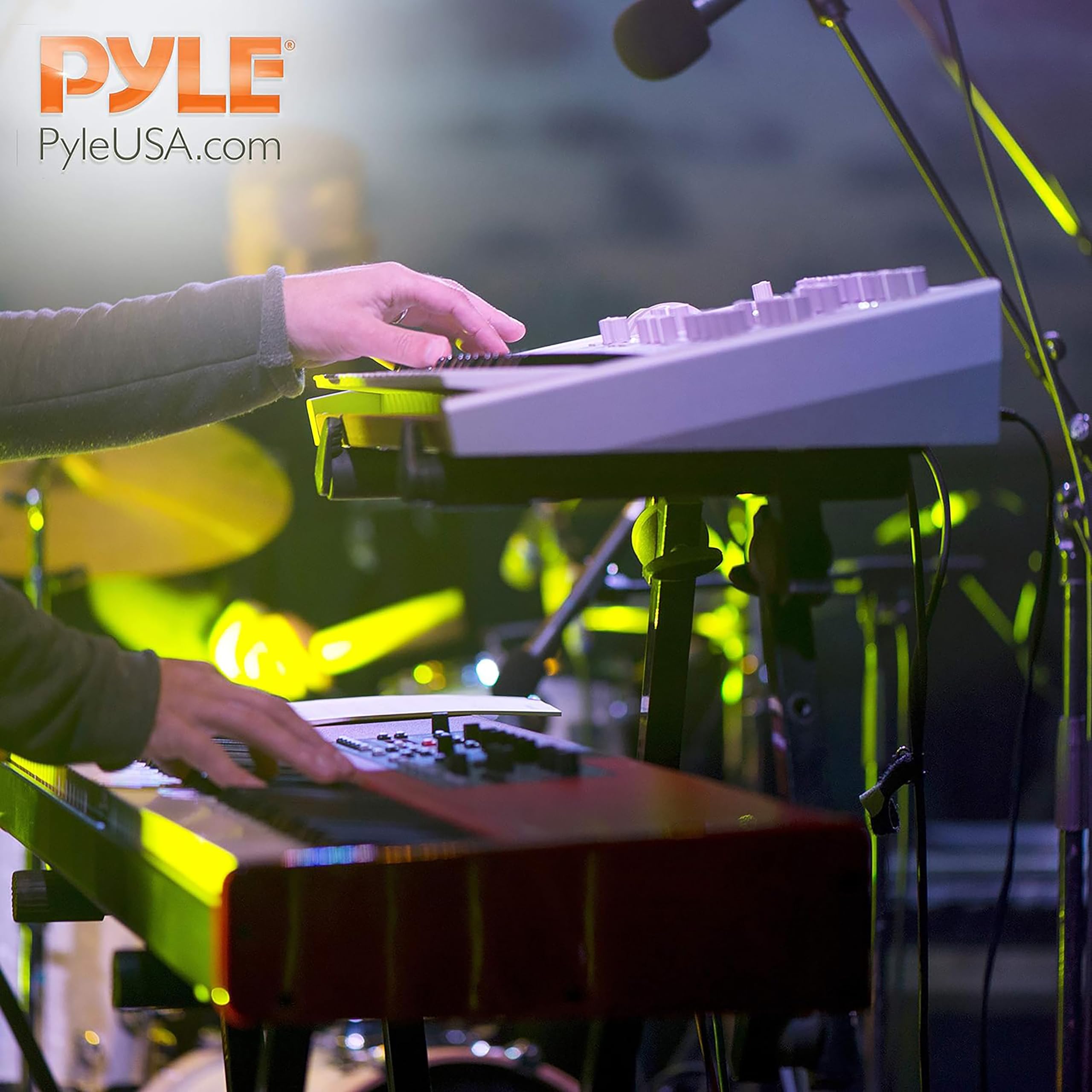 PYLE Supporto per Tastiera Musicale Multi-Funzionale Pesante, Regolazione Altezza e Larghezza, Portatile, 2° Livello