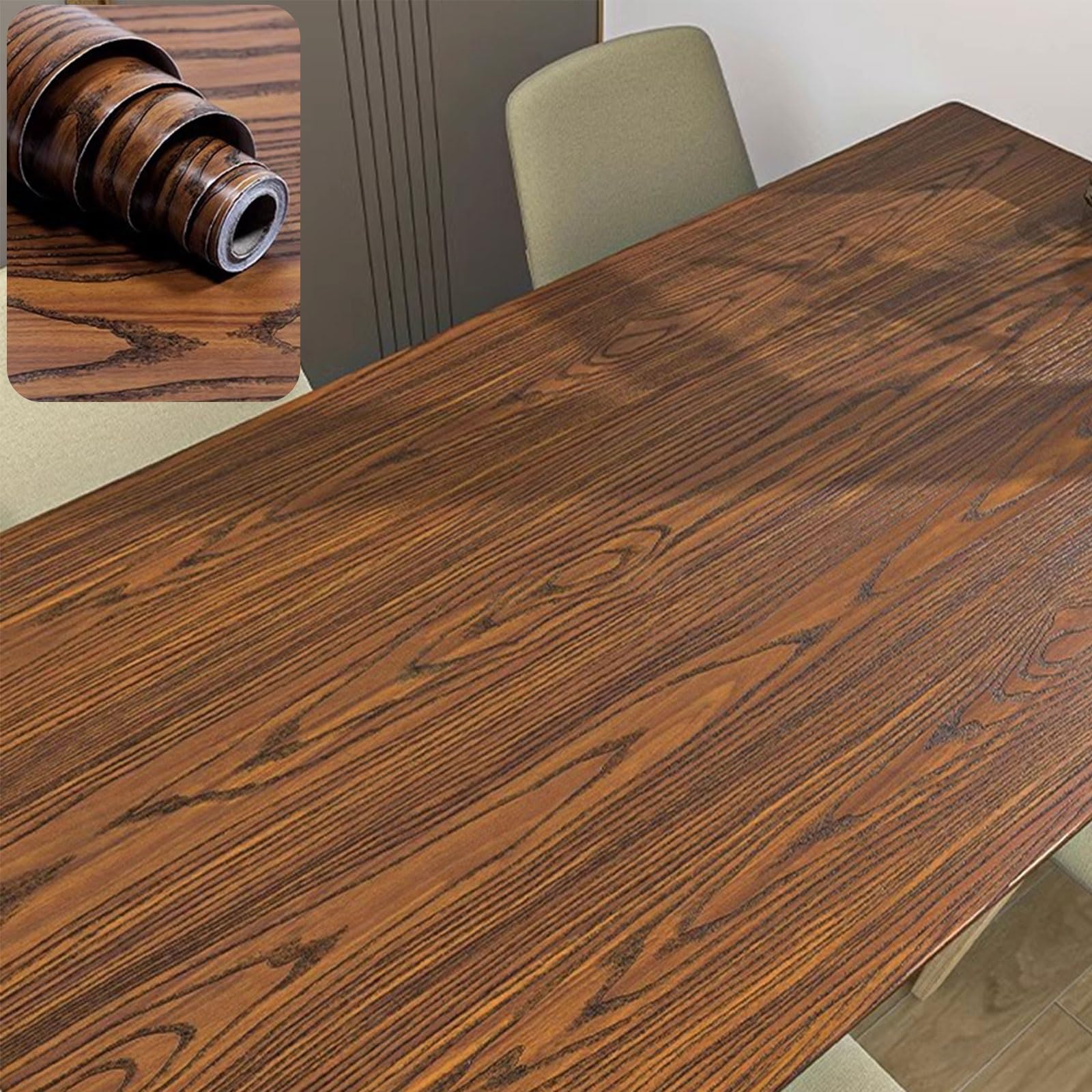 Samoprzylepna tapeta imitująca drewno Samoprzylepna folia PVC o wyglądzie drewna do blatów kuchennych, łazienkowych, wielu rozmiarów(Wählen 5,90 x 300 cm)