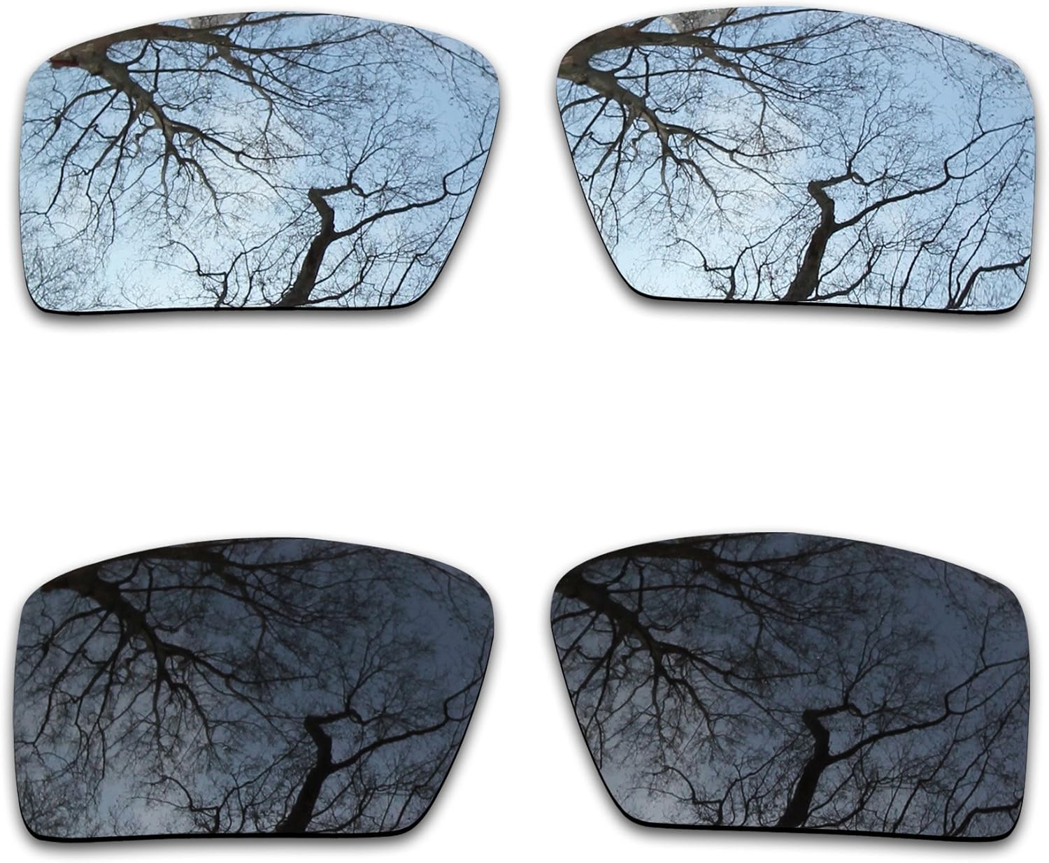 2pares polarizadas lente de repuesto para Oakley Eyepatch 2 color negro y plata chapado en cromo