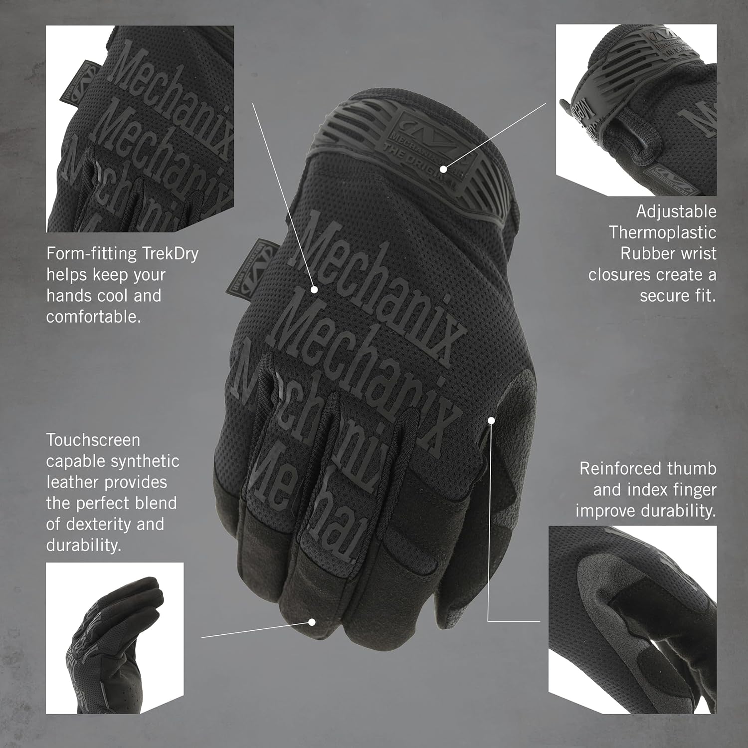 Mechanix Wear Original Tactical Glove - High Performance Anti-Slip Grip Safety Gloves - Impact Resistant & Touchscreen Capable - Small - Covert Black