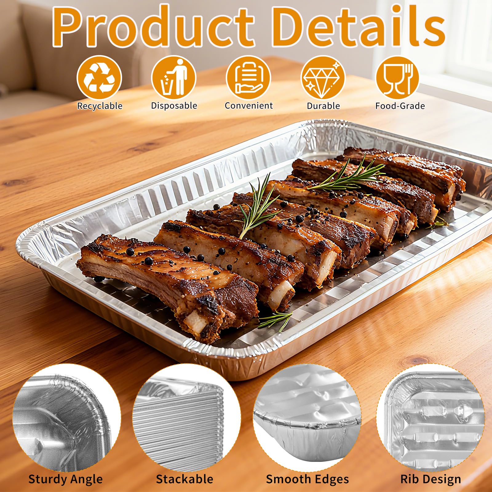 40 paquetes de sartenes extragrandes de papel de aluminio resistente, bandejas desechables para barbacoa, catering, perfectas para restaurantes de cangrejos de río de 12 x 9 pulgadas