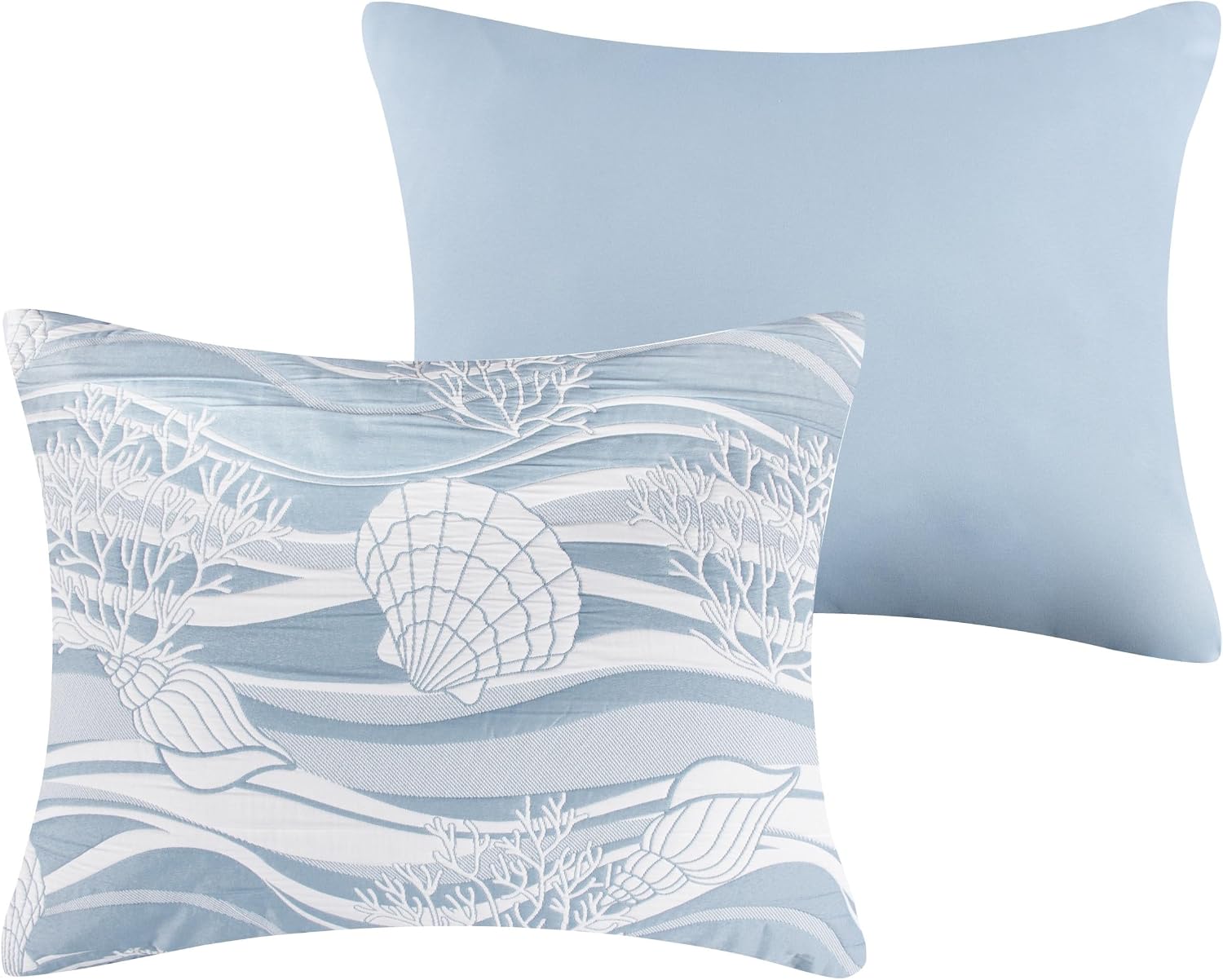 Greenland Home Coastal Paradise Woven Jacquard Matelasse Pillow Sham, King, Dover Tidal Blue