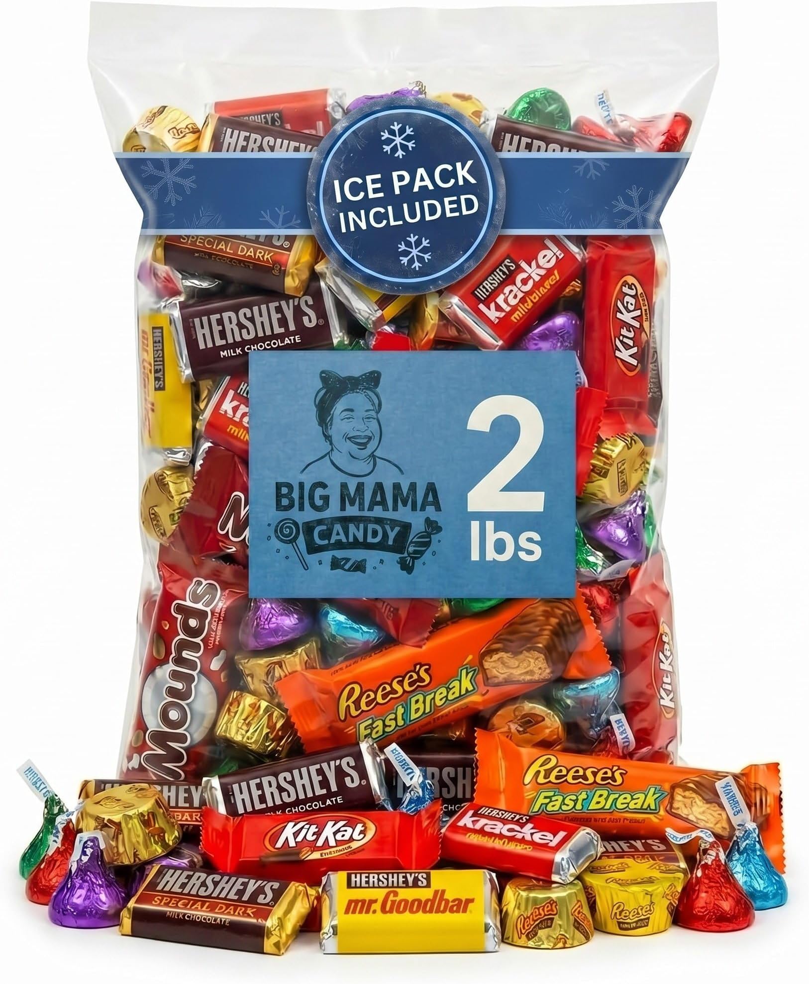 Chocolate Candy Variety Pack 2 LB – Individually Wrapped Assorted Mini Bars | Bulk Candy Parties, Office & Gift Bags, Father's Day - Ice Pack Included