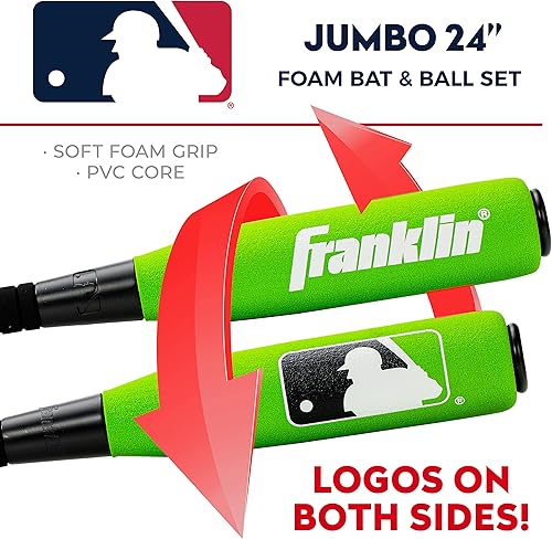 Miniatura 10 de Franklin Sports MLB - Juego de bate de béisbol de espuma para niños y niñas, para interiores y exteriores, bates de béisbol de espuma suave para