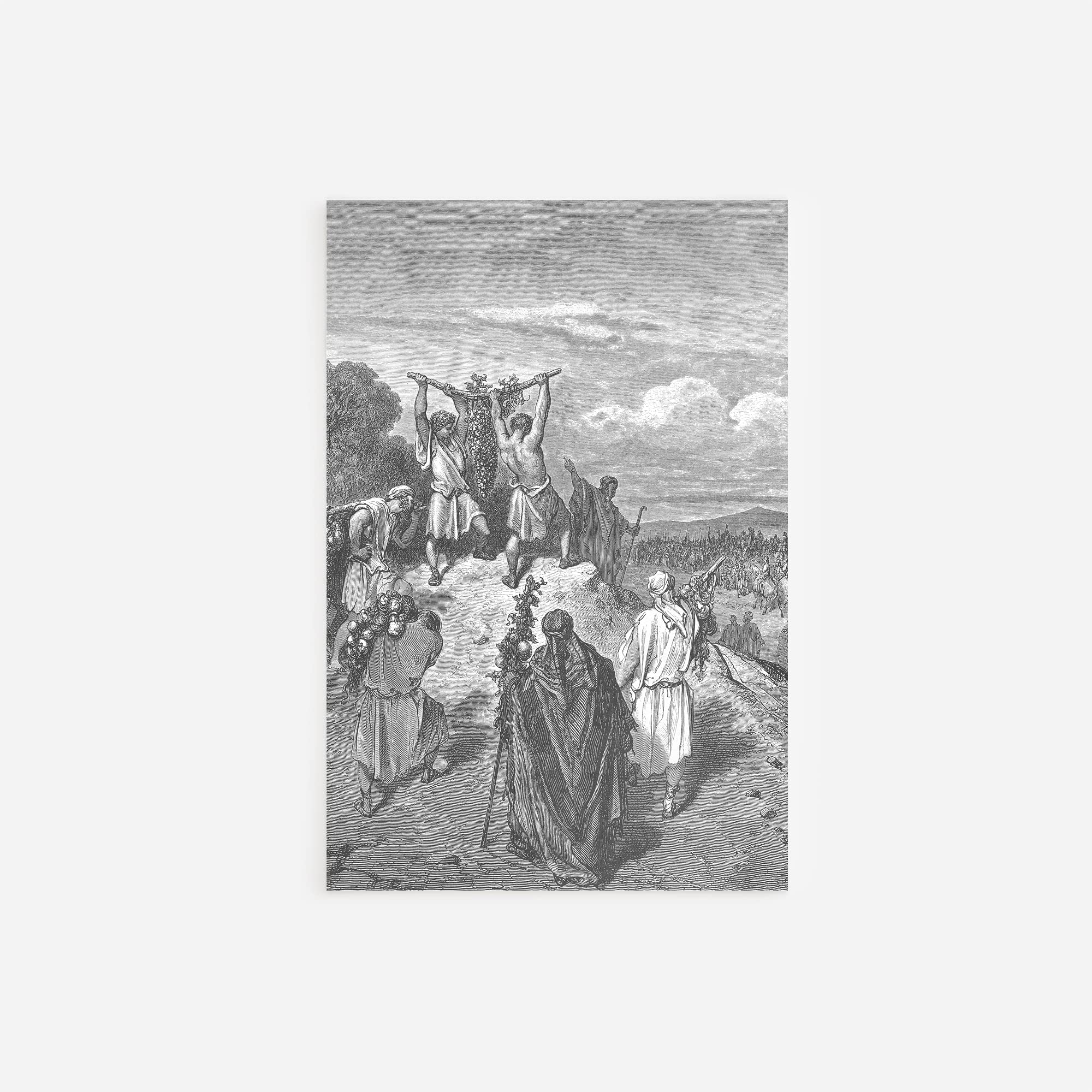 Lustre Paper - Gustave Dore - The Spies Return from The Promised Land (1866) Poster Painting Etching Drawing Woodcut Art Print - Size: 36 x 24 Inches