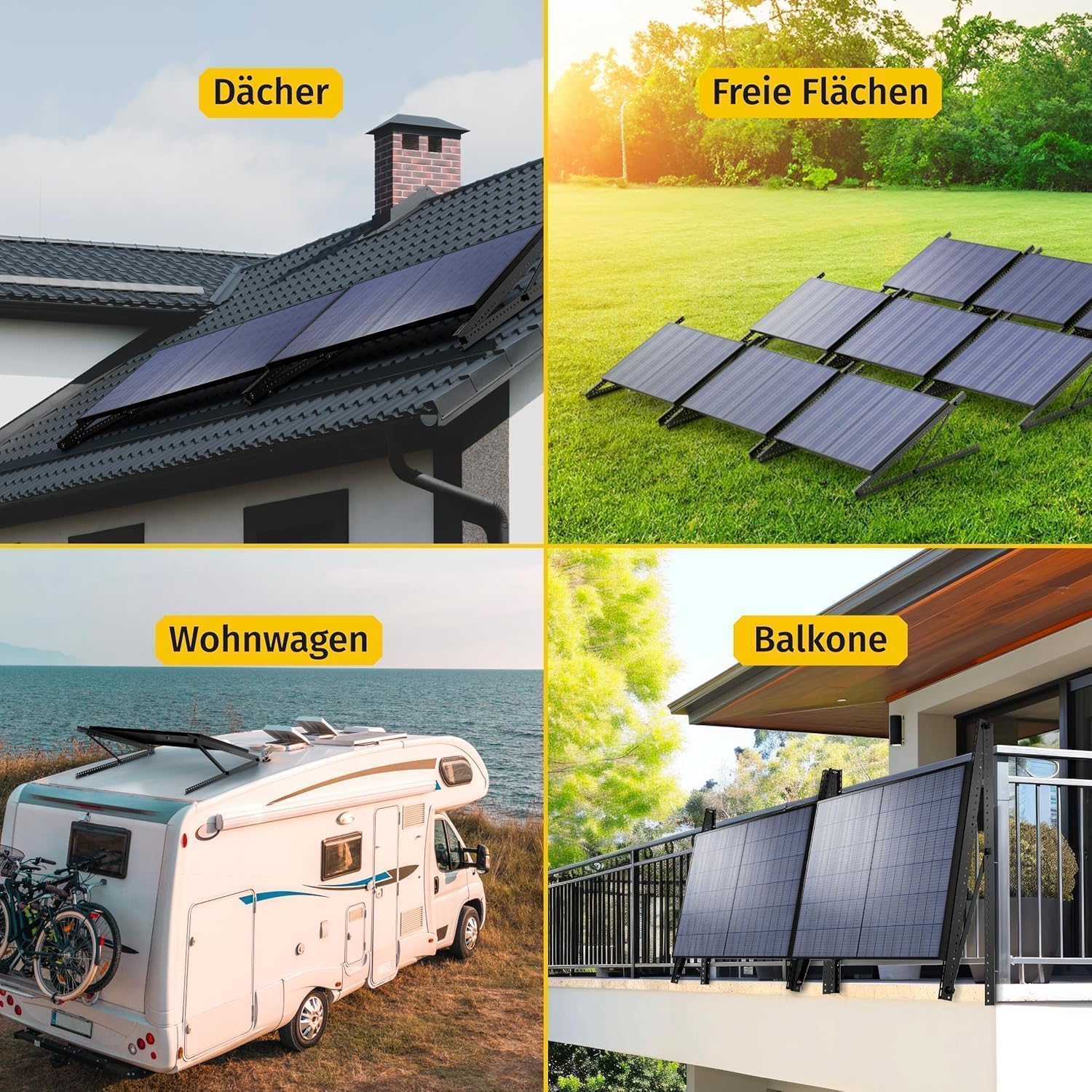 Avoltik Balkonkraftwerk Halterung 2er Set bis 118cm I Solarpanel Halterung für 2 Module I Verstellbar 0-90° I Ideal für Dach, Balkon & Boden