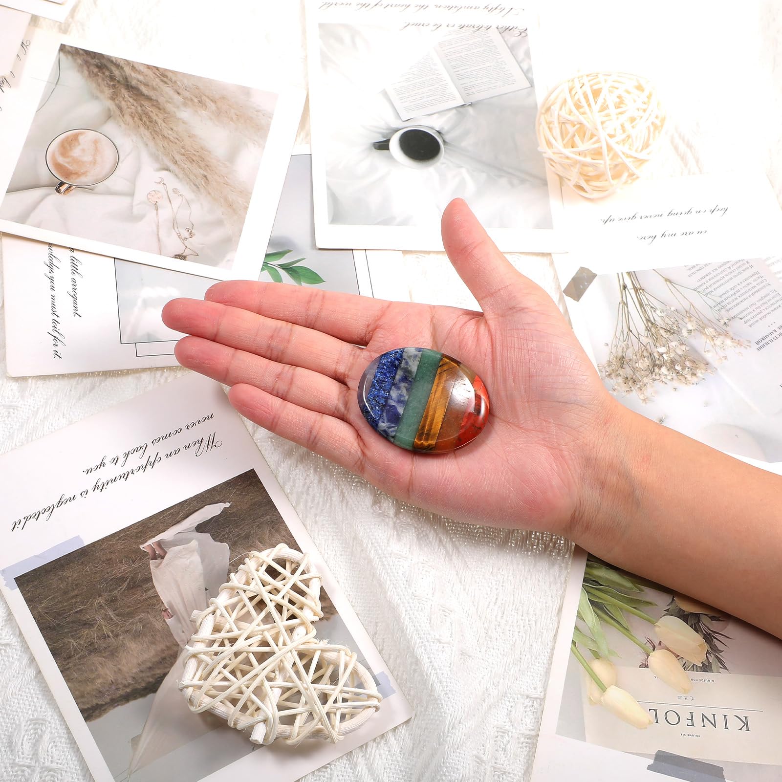 Sibba Chakra Kristalle Daumen Kristall Palm Pocket Handschmeichler Stein Chakra Massagestein Steine Oval Edelsteine Glückssteine Kristalle Edelsteine Glücksbringer Sorgensteine für Meditation Geschenk