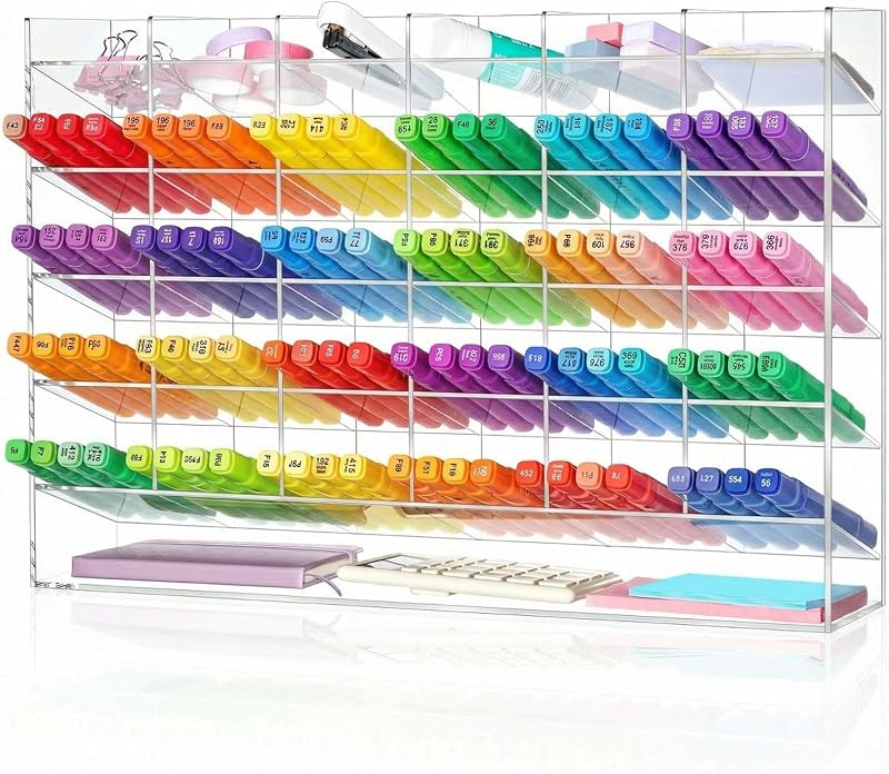 Organizador vertical de acrílico MotiMind com 26 compartimentos para canetas e marcadores