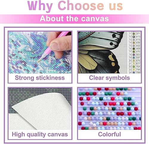 Miniatura 7 de Solitar Kit de pintura de diamante para adultos, una mariposa, insecto, circular, diamante completo, arte y manualidades, decoración de pared del