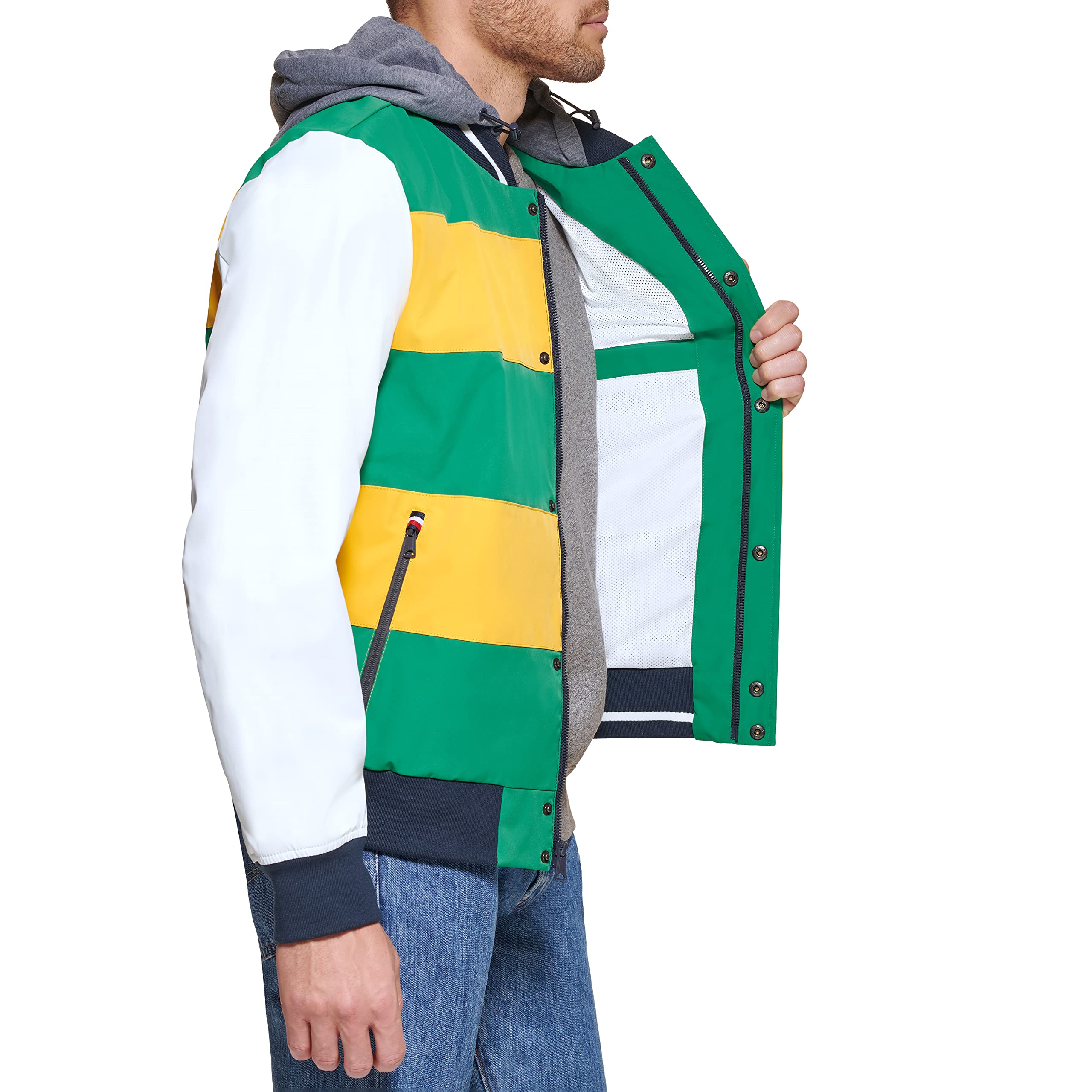 Tommy Hilfiger Herren Modischer angenähter Jersey-Kapuze Fashion Bomber, Goldgelb, XXL – Ansicht 5