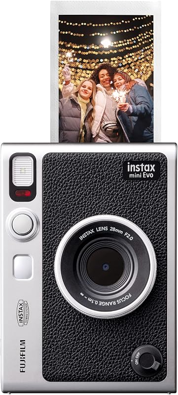 Fujifilm Instax Mini EVO Instant Camera, Compact and Portable Design, Polaroid Cameras for Photography, Built-in Selfie Mirror, Easy to Use Camera for Professional or Beginner (Renewed)