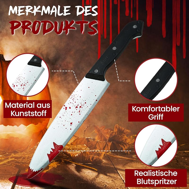 REDSTAR FANCY DRESS Halloween Véres Műkés 30 cm - Zombi Jelmez Kiegészítő Műanyag Tréfaeszköz - Horror Dekoráció Színházi Kellék Jelmezbálra