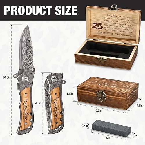 Miniatura 3 de GiveGreatGift Regalos de aniversario de 25 años para hombres, 25 aniversario de boda para marido, regalos de matrimonio de aniversario de plata para