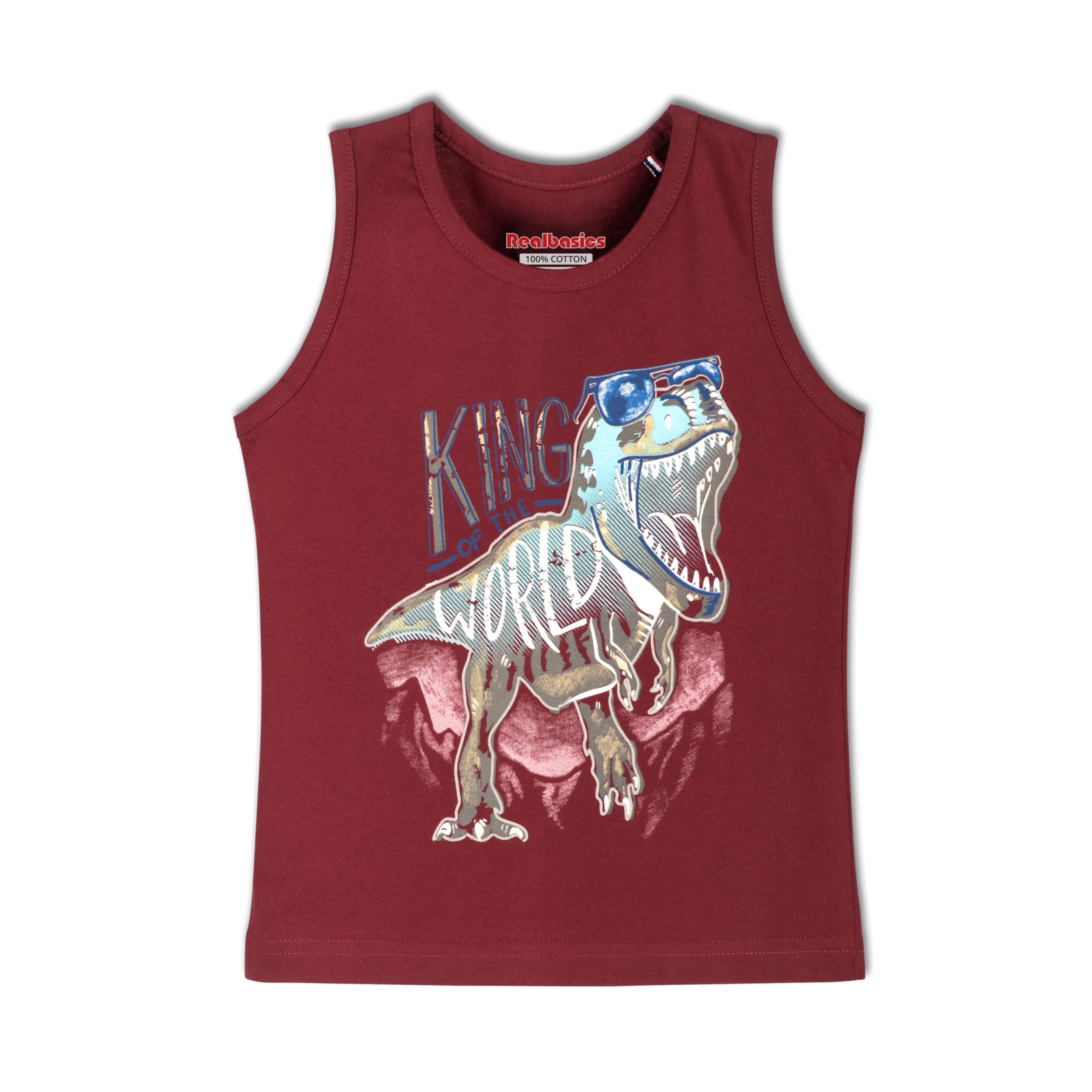Real Basics Cotton Boys Regular Fit Vests(Rb-Bb-Tvest-P4-06-Mdino_Multicolor_0-6 Years) - Image 8 thumbnail