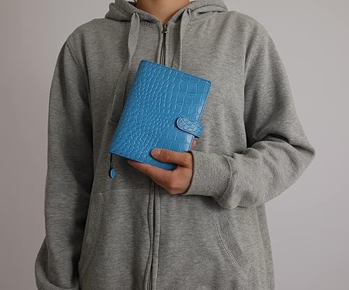 Miniatura 6 de Funda de cuero genuino para planificador A6 con ranuras para tarjetas, bolsillos con cremallera, funda organizadora personal, compatible con la