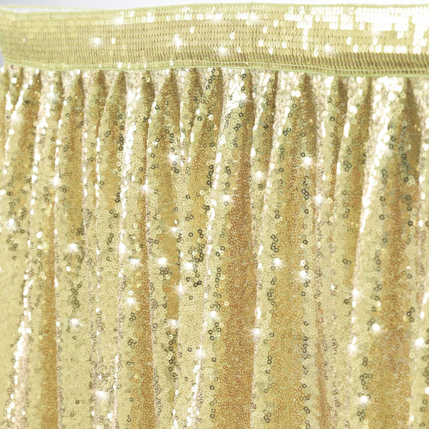 Limited Discount Sequin Table Skirt Tablecloth for Wedding Party Cake Dessert Events Table Linens (light gold, L 6(ft) H 30in) Get Cheap Price Sequin Table Skirt Tablecloth for Wedding Party Cake Dessert Events Table Linens (light gold, L 6(ft) H 30in)