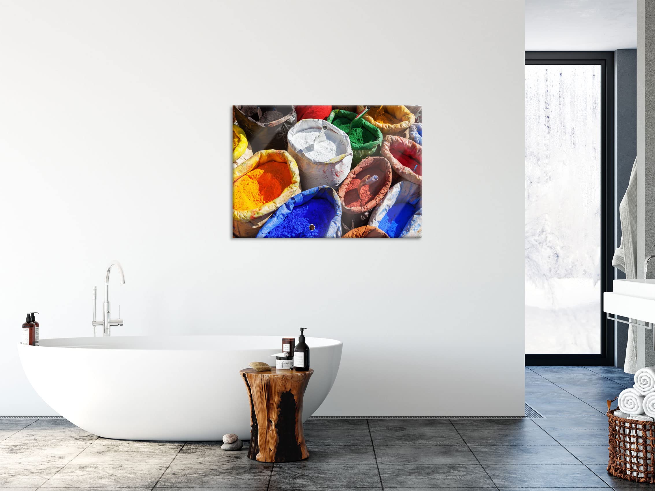 Pixxprint Quadro da parete in vetro vero | Gocce d'acqua su erba | 100 x 70 cm | con sospensione e distanziatore