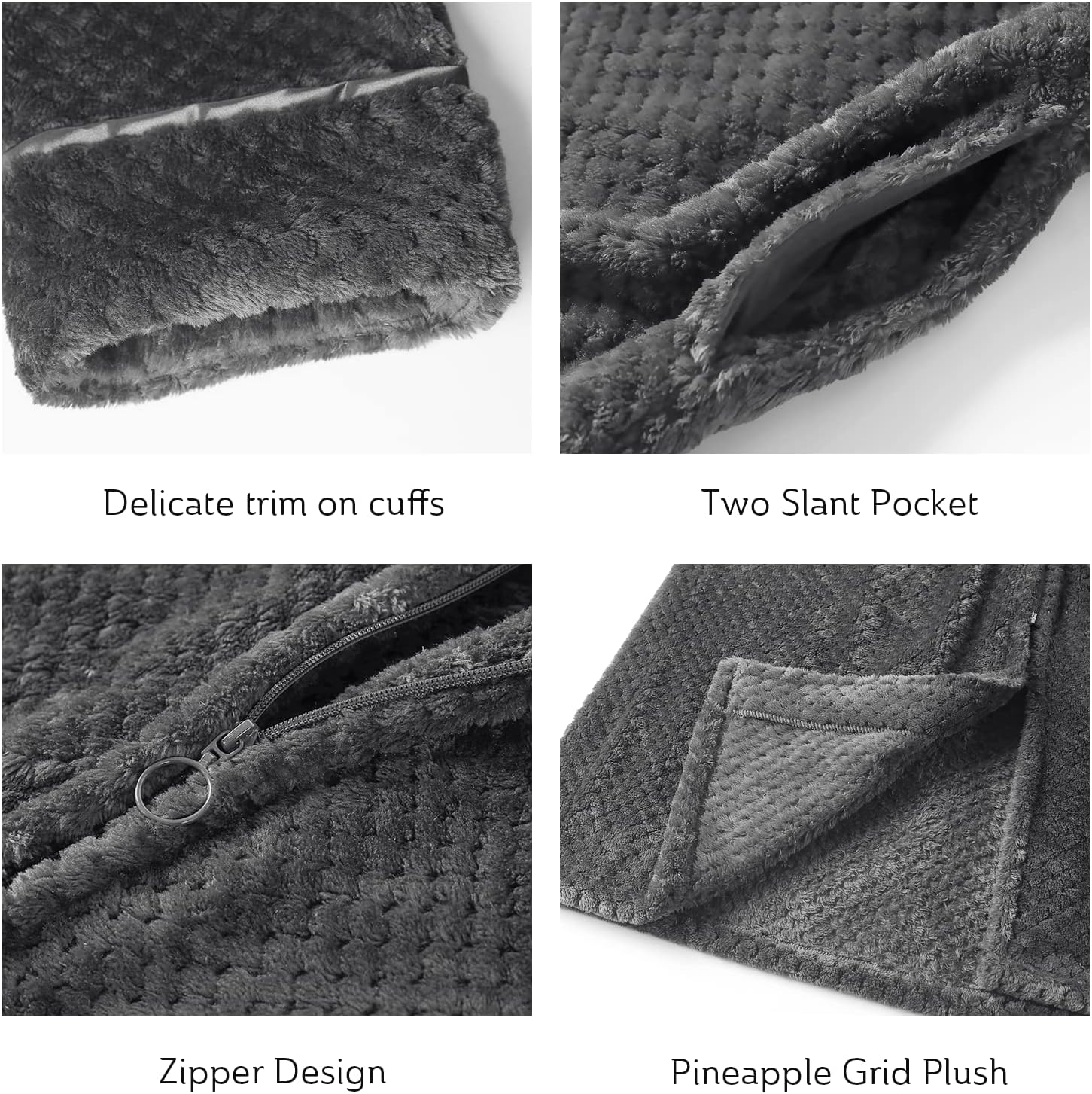 Hellomamma Womens Robes Warm Plush Winter Robe, Zip up Long Fleece Bath Robes Female, Zipper Bathrobes for Women - Image 4