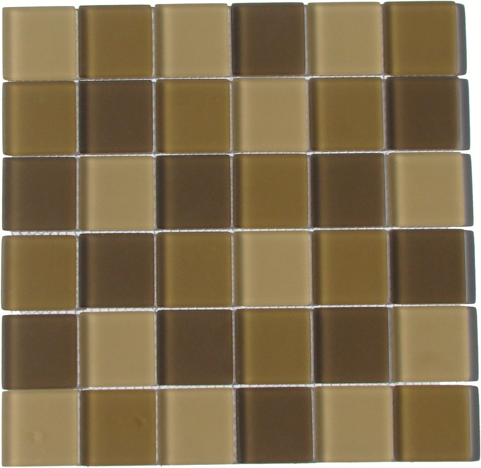 Interceramic INSBM2X2DES Shimmer Blends Glass Mosaic Tile, 2-by-2-Inch Tile on a 12-by-12-Inch Mosaic Mesh, Desert Matte