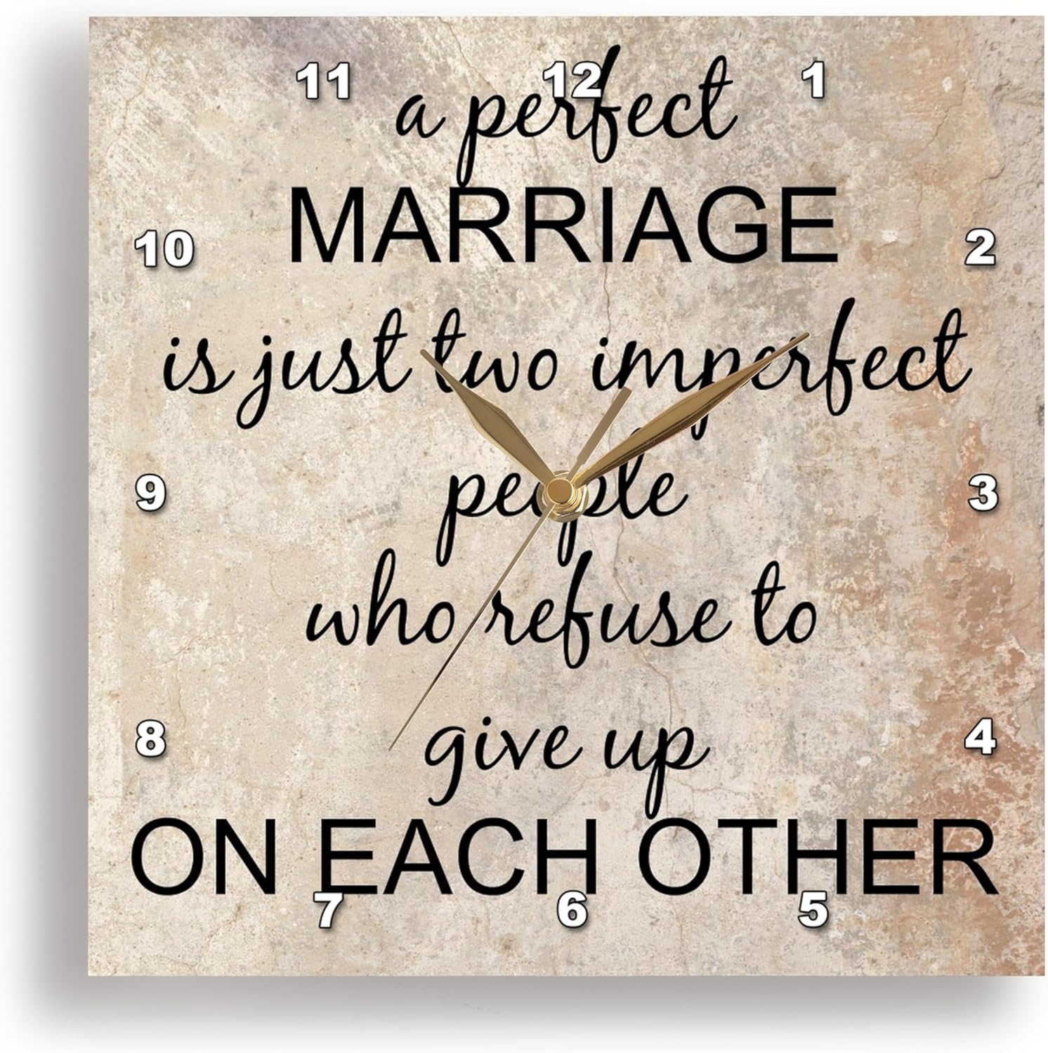 3dRose DPP_180092_2 A Perfect Marriage, Black Lettering on Picture of Marble Print Background Wall Clock, 13 by 13-Inch
