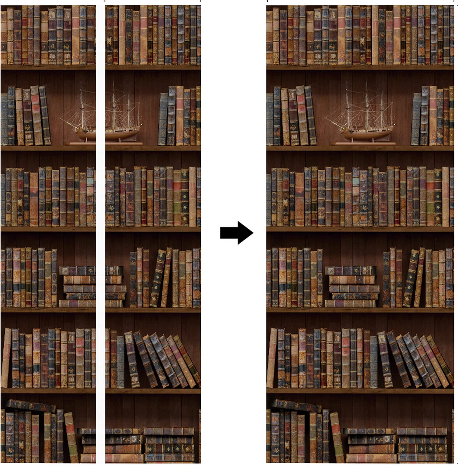 Adesivo 3D Porta Libreria - Pellicola Autoadesiva PVC, Design Libri Vintage, 90x200cm - Foto 9