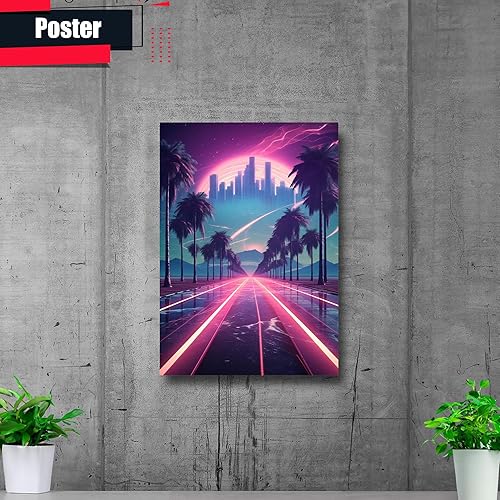 Miniatura 2 de Unique Synthwave Style Retro Art, 80s style art, framed poster print, guest room art, cool living room art, Print On poster, Wall Art