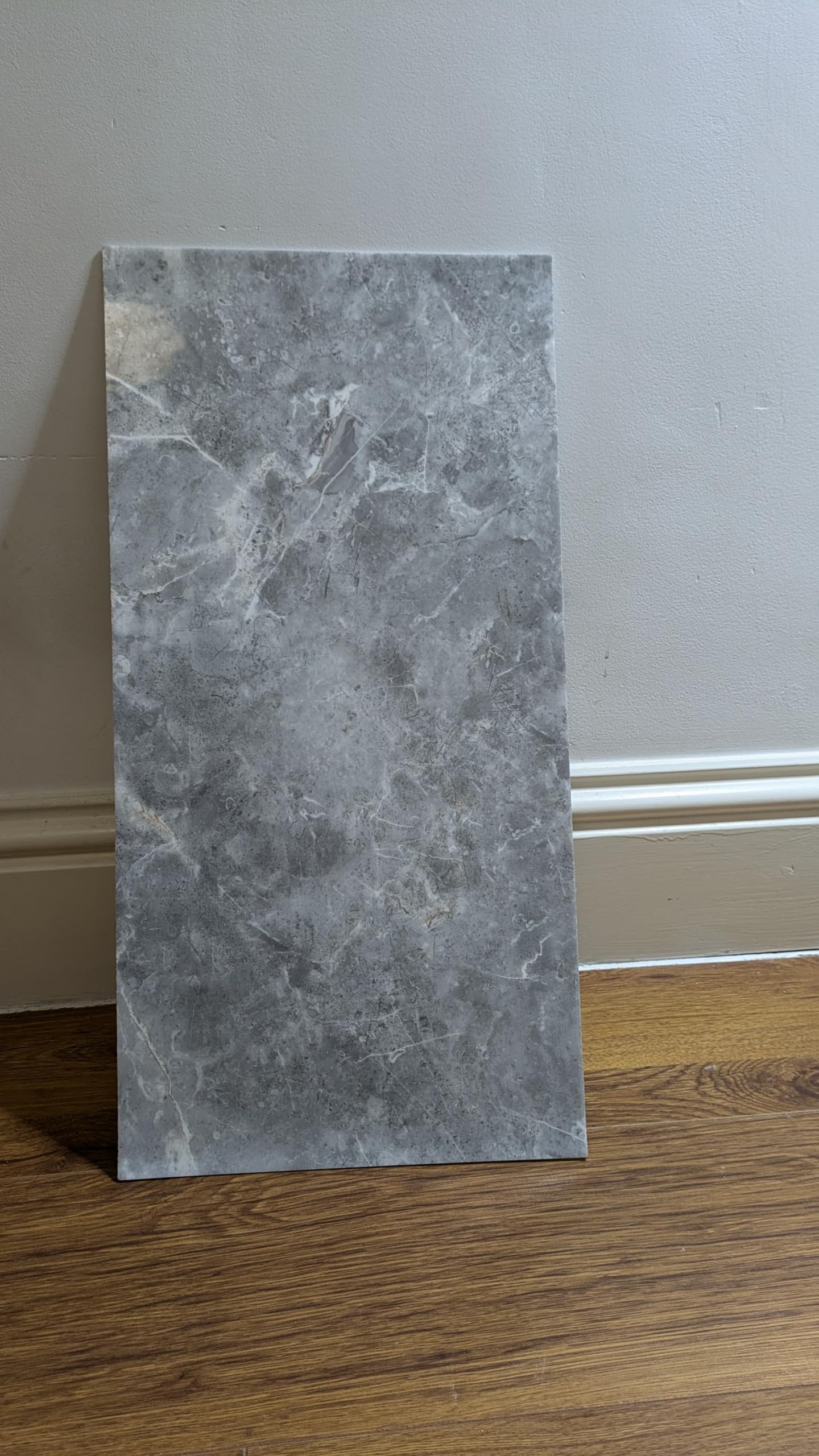 10Pcs Bathroom Wall Panels PVC Cladding Shower Wet Wall Tile Marble Effect Decor Tiles Sticker (Dark Grey)