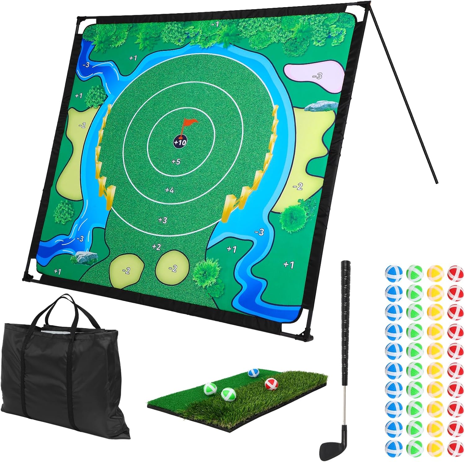 GCCSJ Golf Chipping Game Set, Golf Game, Balls x 40, (Free Adjustable Golf Club x1), The Original Portable Golf Game for Chipping Practice for Family Golfers - Indoor and Outdoor