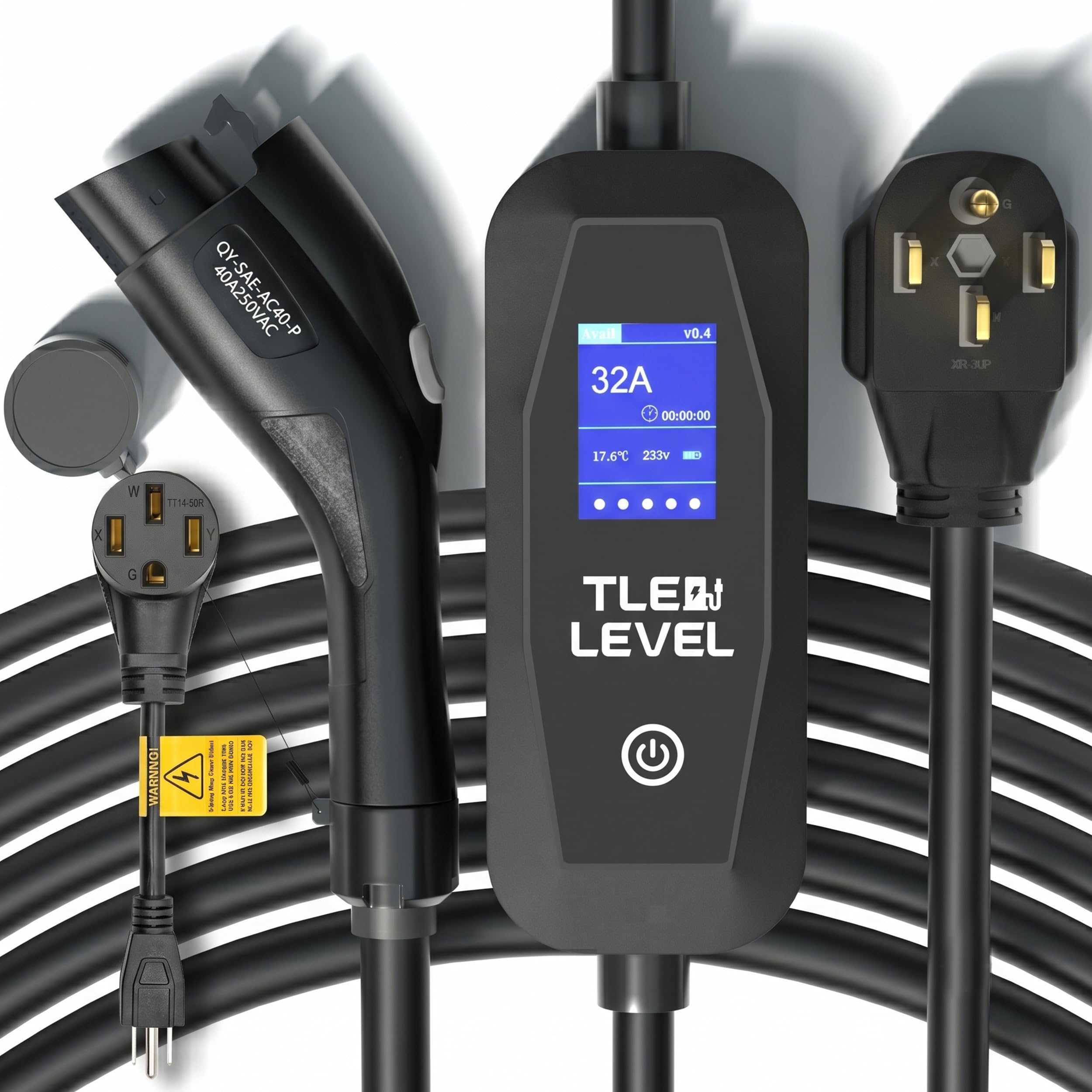 Photo 1 of TLE LEVEL Level 2 EV Charger - Portable 40 Amp 9.6kW EV Charger, NEMA 14-50 Plug Electric Vehicle Charging Stations for J1772 Electric Cars, 25' Cable Smart 240V EV Chargers for Home
