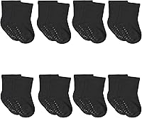 Gerber Baby Boys 8-Pack Wiggle-Proof Jersey Crew Socks - No-Slip Grip, Soft Cotton Blend, Mark-Free Comfort