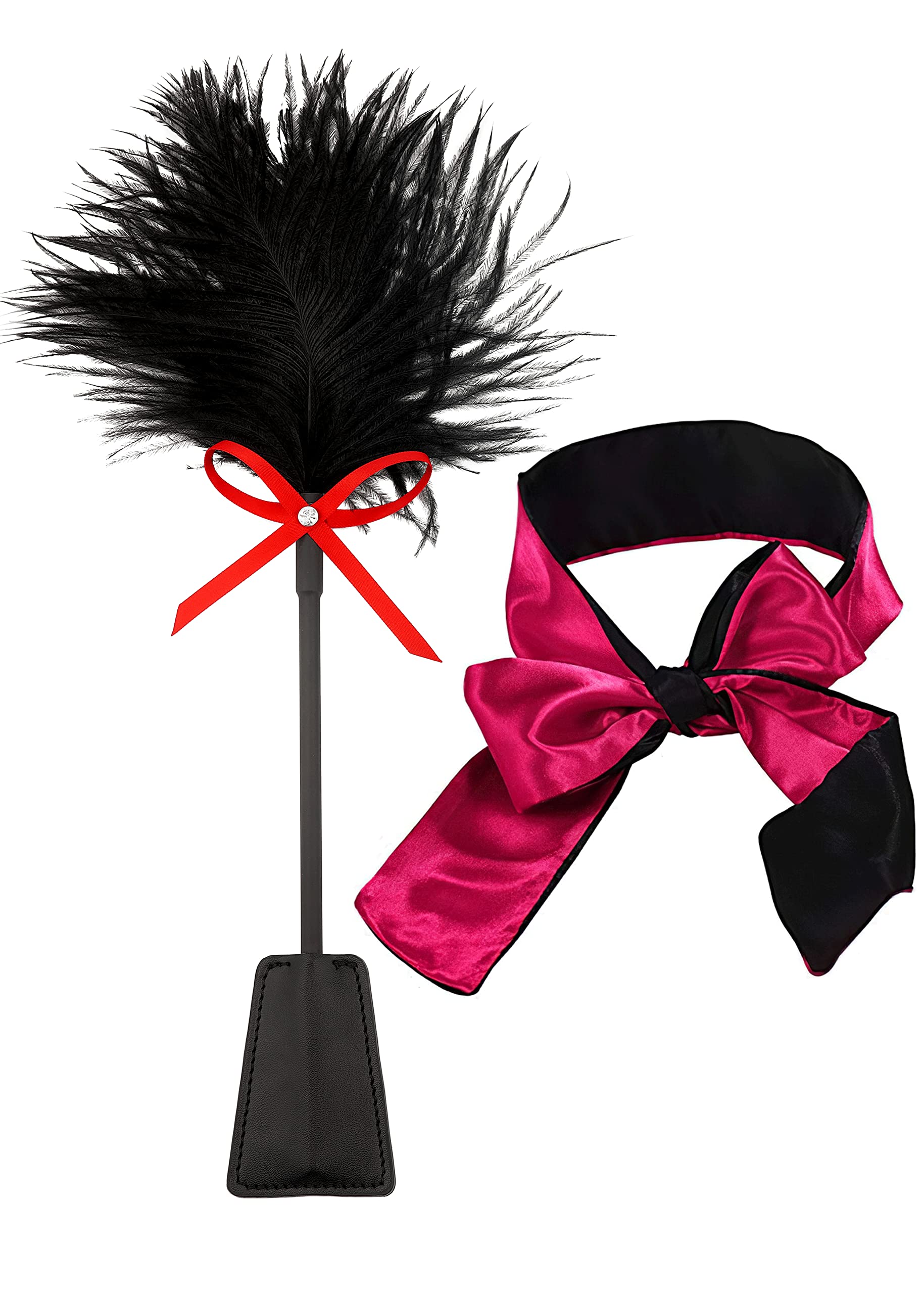 Feather Tickler French Paddle Role Play Tickler Toys Blindfold Eye Mask Kit Satin Eye Mask