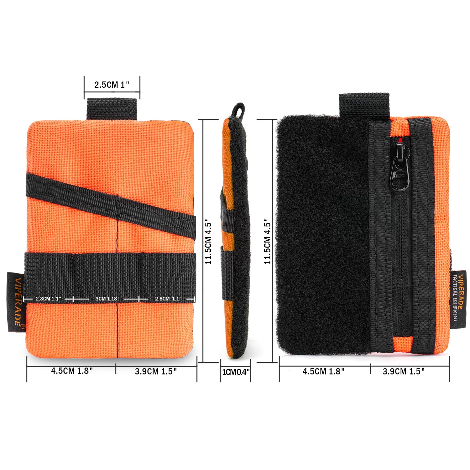 VIPERADE VE13 Mini EDC-tasje, kleine EDC-organizertas met 3 zakken, Mini EDC -gereedschapstas met klittenbandsluiting, Mini EDC-tas Kleine multitool-organizer Rugzak Extra tas - Zwart