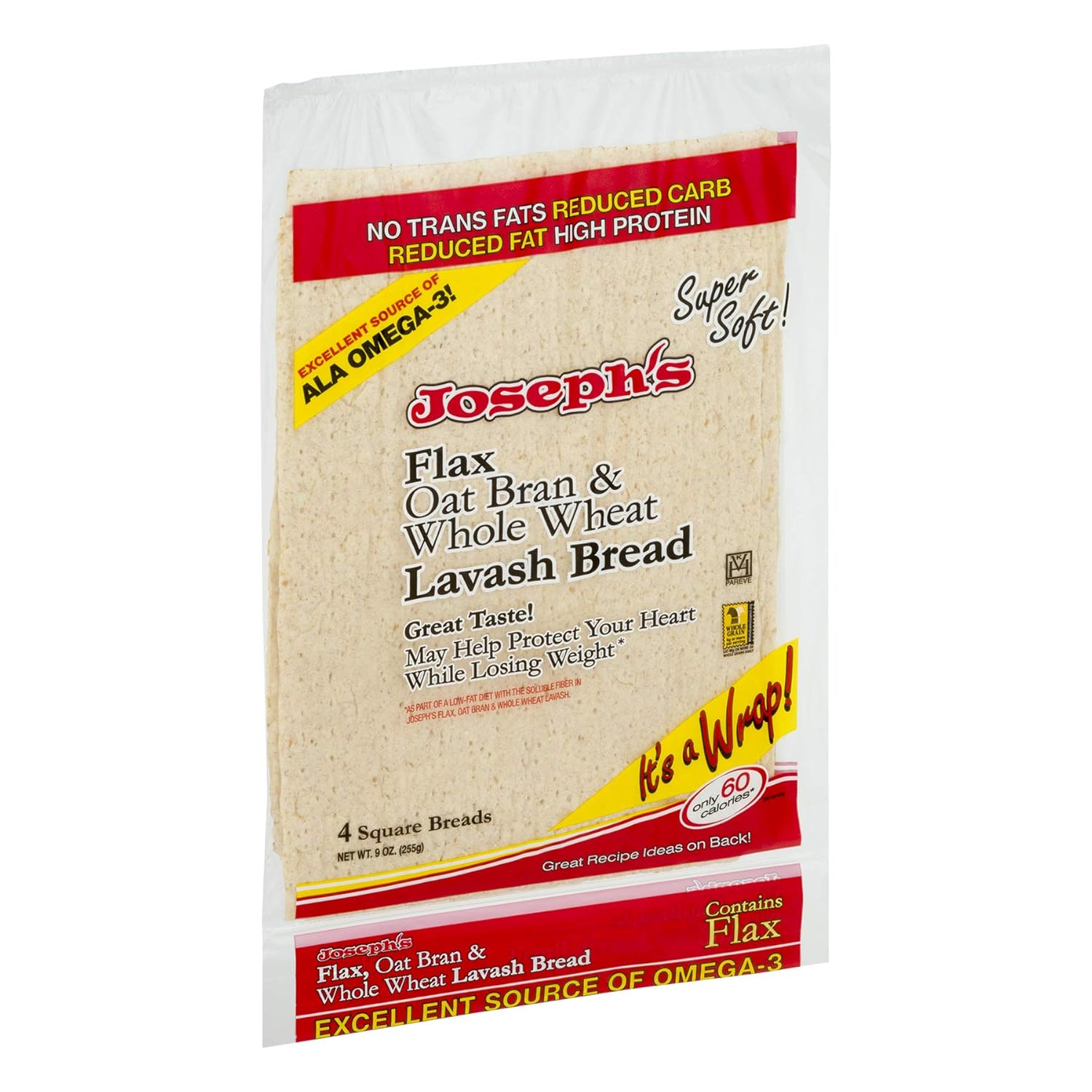 Joseph's Low Carb Flax, Oat Bran & Whole Wheat Lavash Bread (10-Pack)