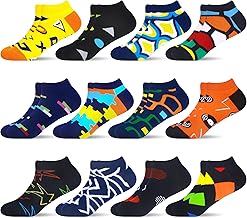 WeciBor Courtes Chaussettes à motifs décontractées colorées pour hommes Chaussettes amusantes en coton peigné
