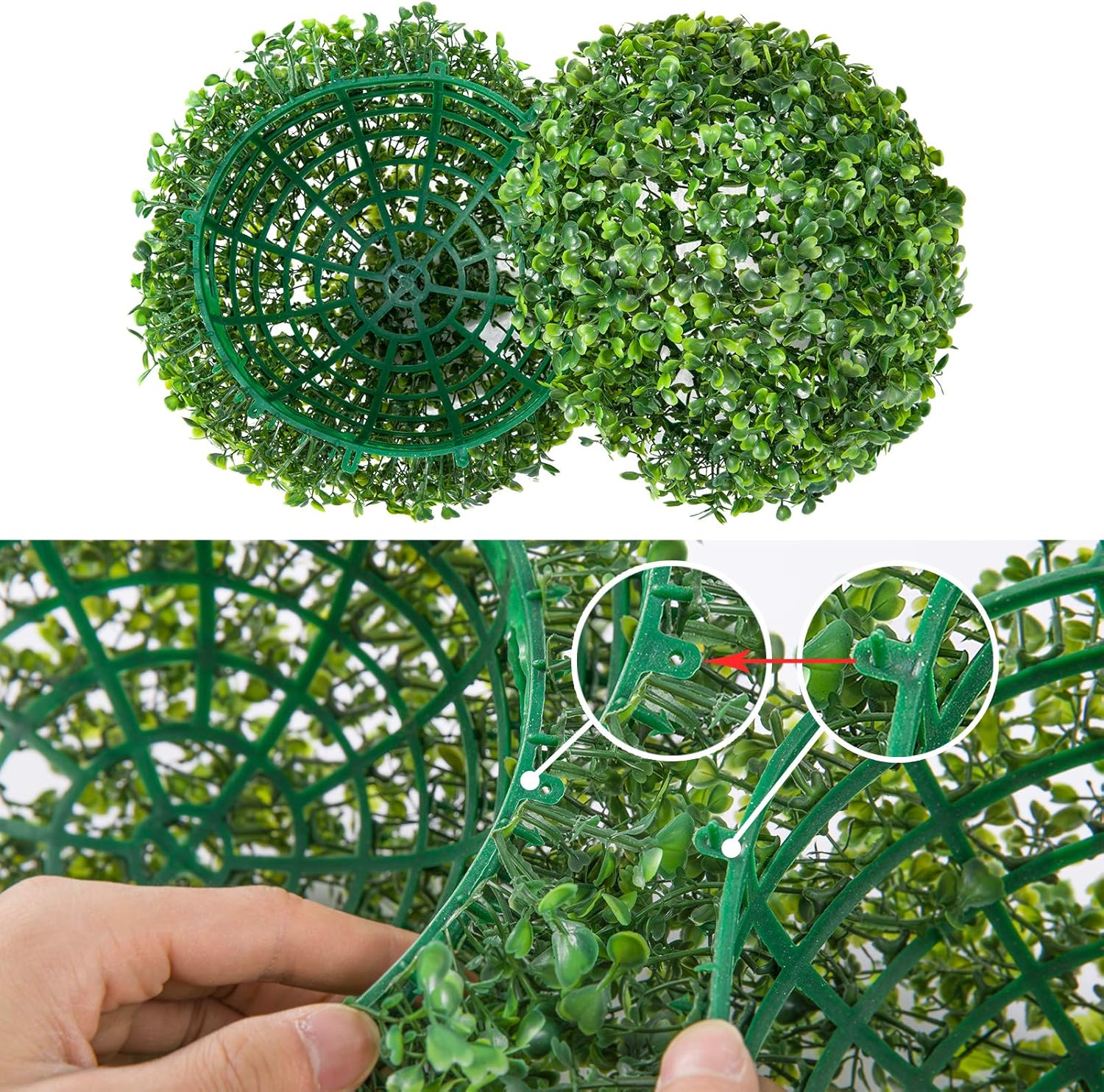 4 Pack Boxwood Artificial Plant Topiary Balls- 16in 3 Layers Realistic Ball Shaped Faux Plant+ 11in Lifelike Decorative Tree Substitution for Home Front Patio Backyard Balcony Garden Wedding Decors -