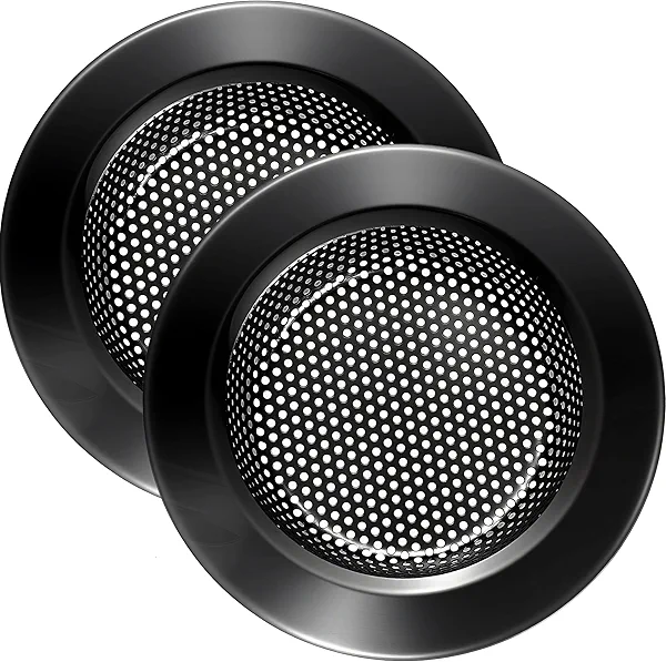 LASSHSWA Kitchen Sink Strainer Stainless Steel, Kitchen Sink Drain Strainer, Silver-Black Sink Strainers for Kitchen Sinks with Large Wide Rim 4.5" Diameter (2 PCS)