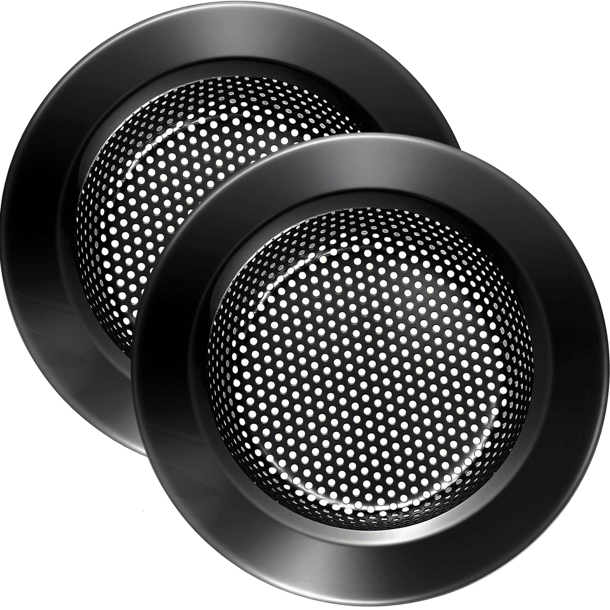 LASSHSWA Kitchen Sink Strainer Stainless Steel, Kitchen Sink Drain Strainer, Silver-Black Sink Strainers for Kitchen Sinks with Large Wide Rim 4.5" Diameter (2 PCS)