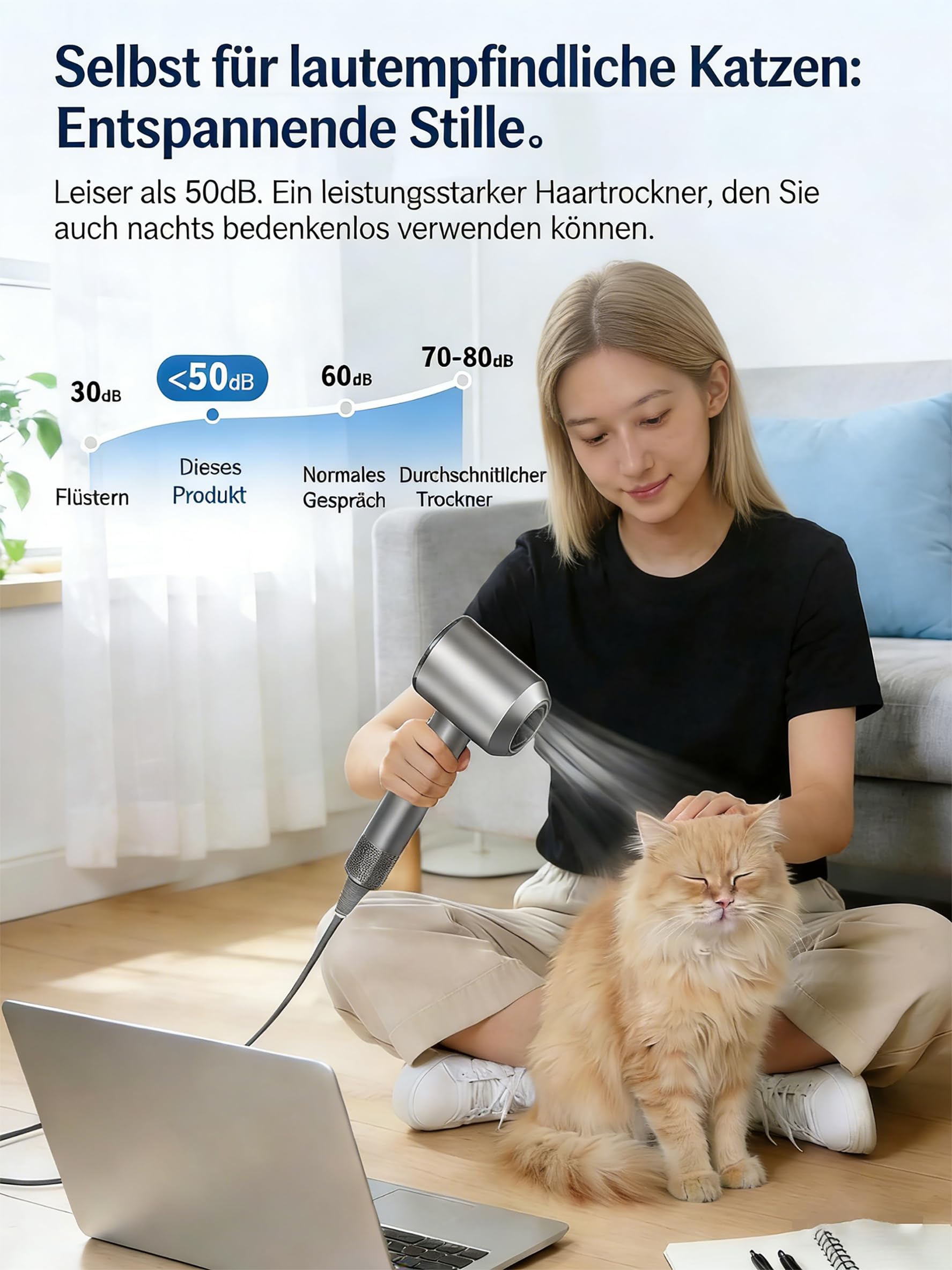 2026 Ionen Föhn, Reise Fön, 160000 U/min High-Speed Haartrockner ﻿ | 400 Mio. Negativen Ionen, Anti-Frizz, Schnelles Trocknen, Leise,Intelligente Temperaturkontrolle Ideal für Geschenk