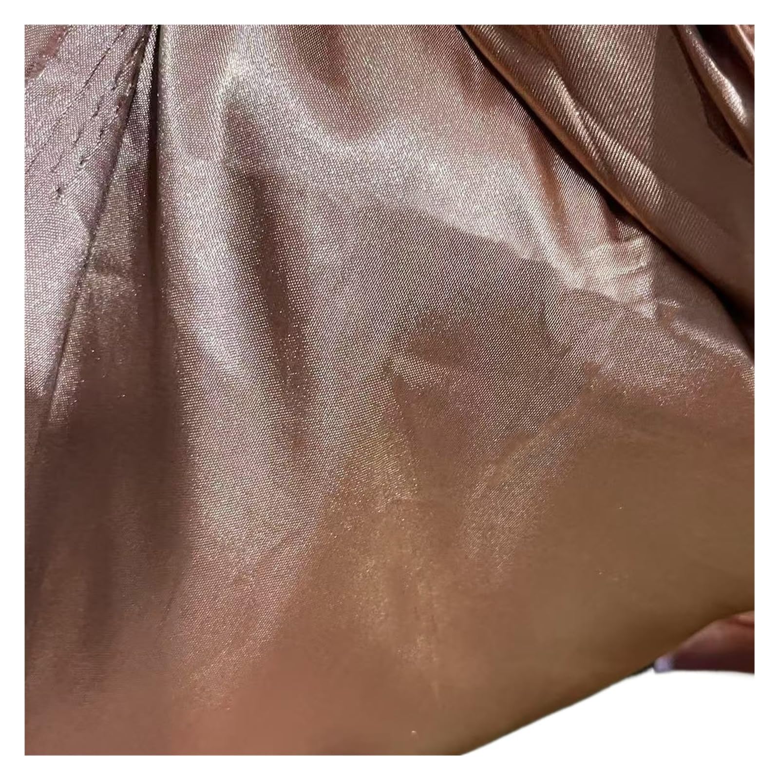 Tela de Raso Satin Tela de satén de poliéster de color liso, ideal for coser vestidos y forros, por metro.(Coffee,150cmX500cm)