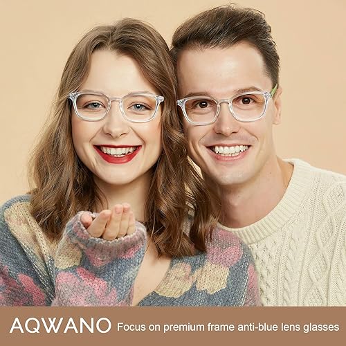 Miniatura 6 de AQWANO Gafas de lectura para computadora con bloqueo de luz azul, 4 pares de lectores transparentes de diseño de moda para hombres y mujeres,
