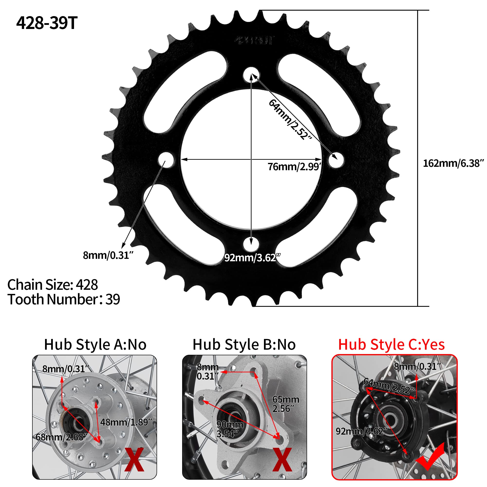 13T Teeth 17mm 428 Chain Front Sprocket Cog PIT TRAIL QUAD DIRT BIKE ATV BUGGY - Foto 7