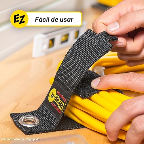 Miniatura 7 de Wrap-It, correas con gancho y bucle para almacenamiento, ideal para organizar cables de extensión, tubos, cuerda, luces; para el hogar, la cochera